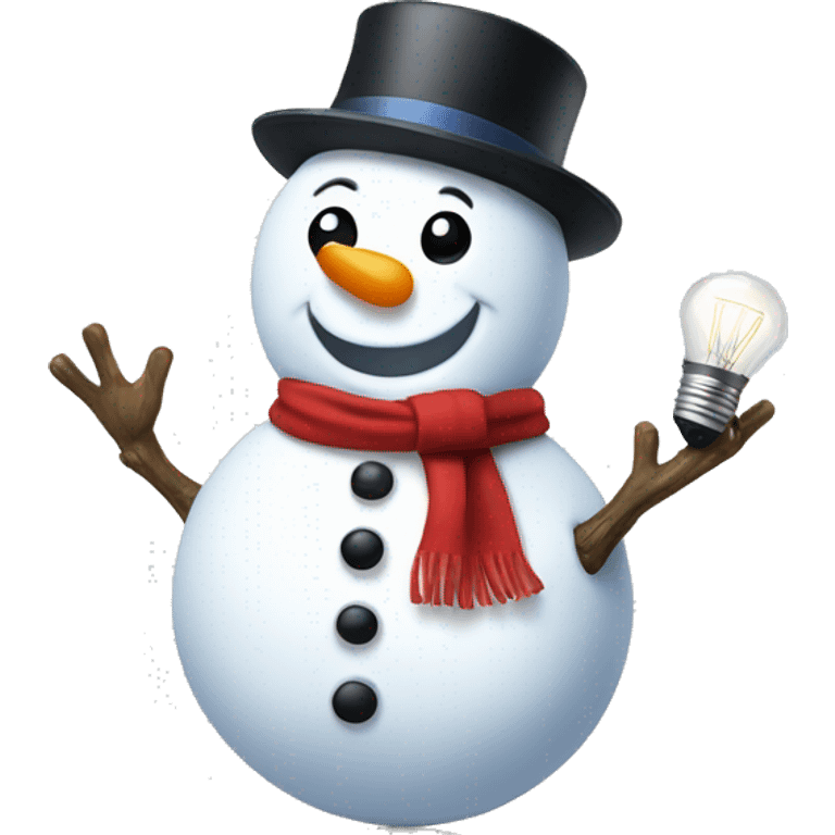 snowman with light bulb buttons emoji