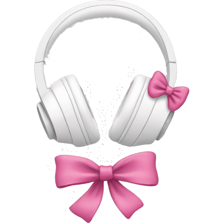 white headphones with pink bows on both sides emoji