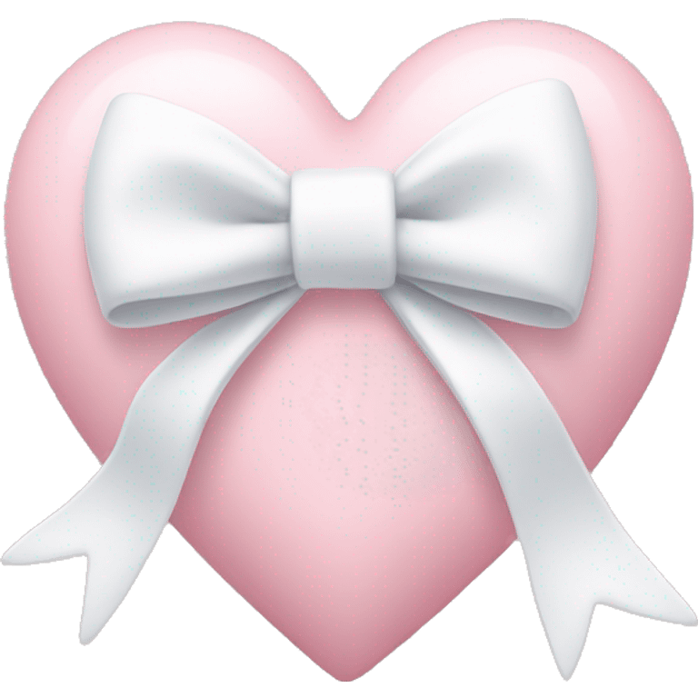 Pastel pink heart with white bow emoji