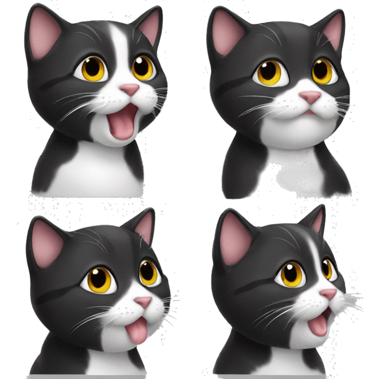 Cute cat sending kisses that black and white Tuxie  emoji