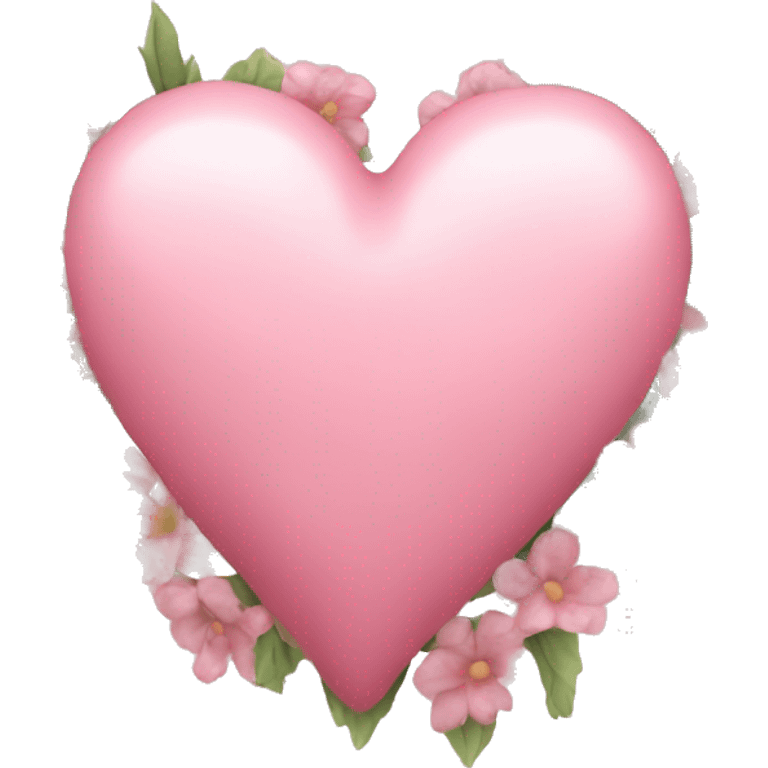 Delicate pink heart and flowers inside emoji