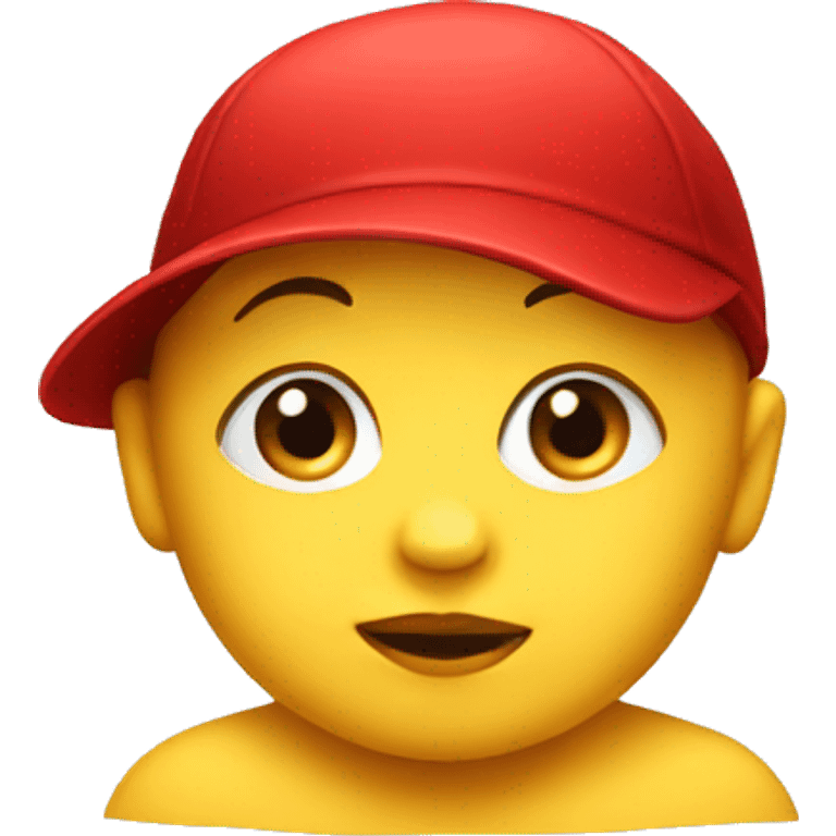 A baby whit yellow face and red hat emoji