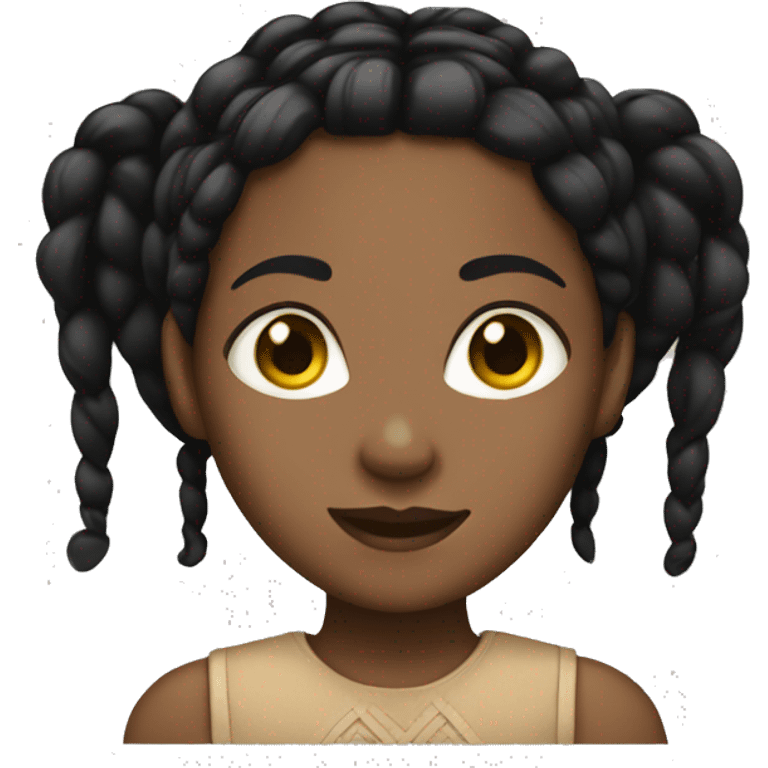 Brown skin girl with black braids  emoji