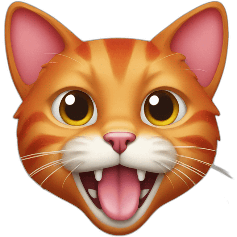 Red cat with tongue hanging out emoji