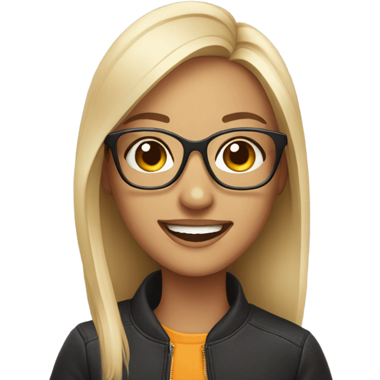 smiling girls with stylish eyewear emoji