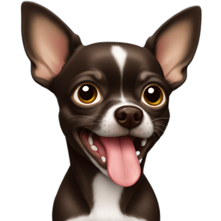 Dark brown chihuahua licking  emoji