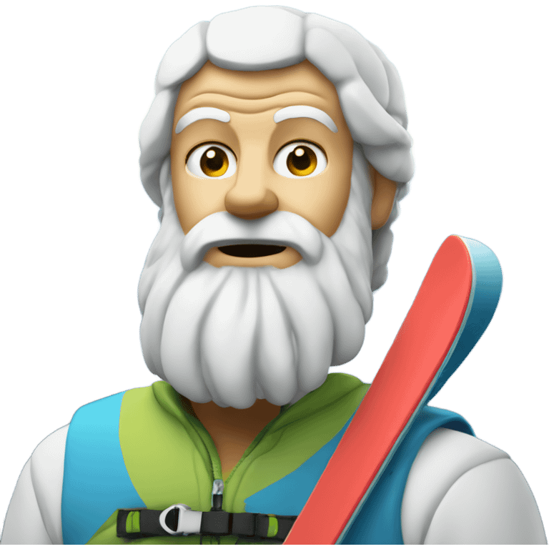 Socrates on mountain skis emoji