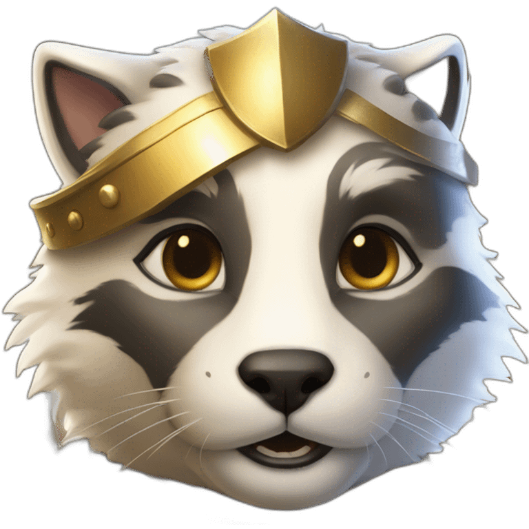 a smiling badger wearing a lether armour beside a white female cat who is wearing a golden light armour also smiling emoji