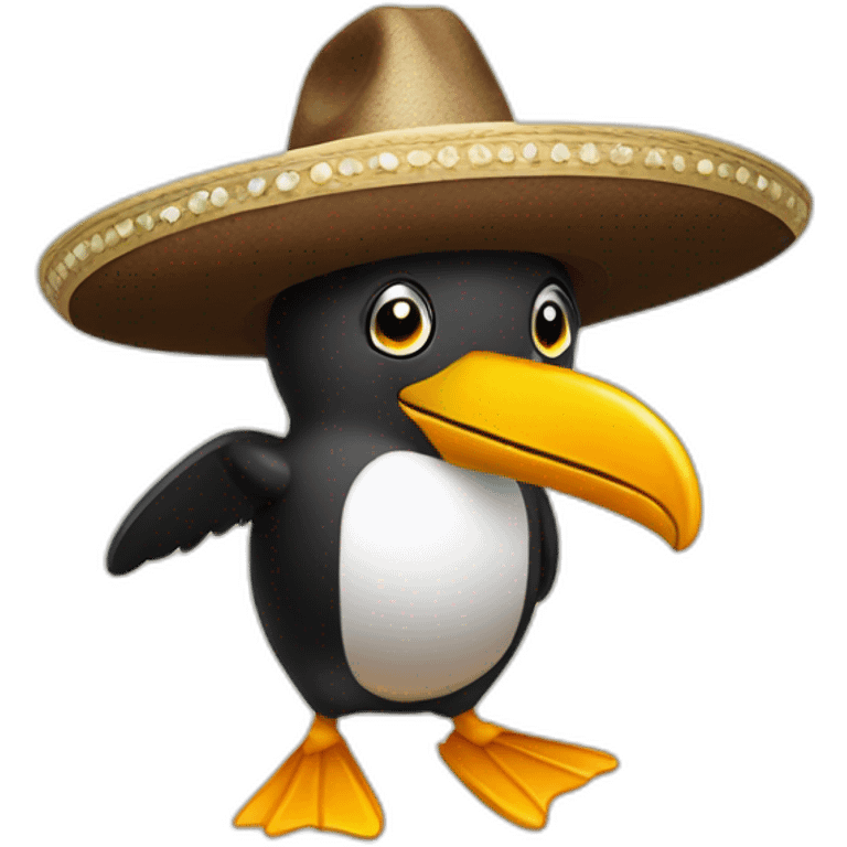 Pingouin with sombrero in a bar  emoji