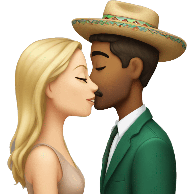 White girl and Mexican guy kissing emoji