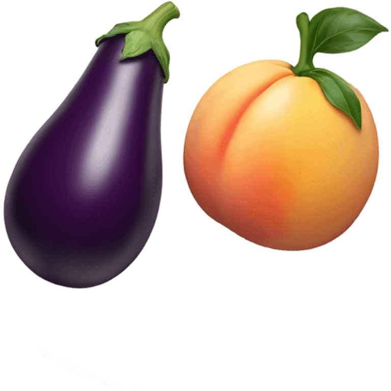 Egg plant and peach on a plate emoji