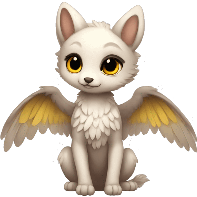 Anthro shy cute winged animal hybrid full body emoji