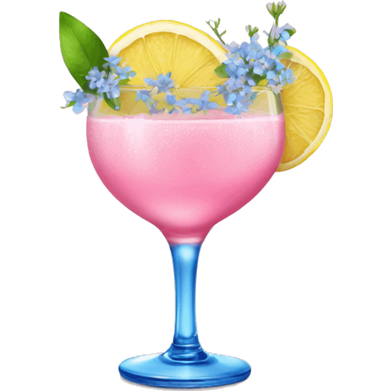 pink lemon cocktail with blue small flowers  emoji