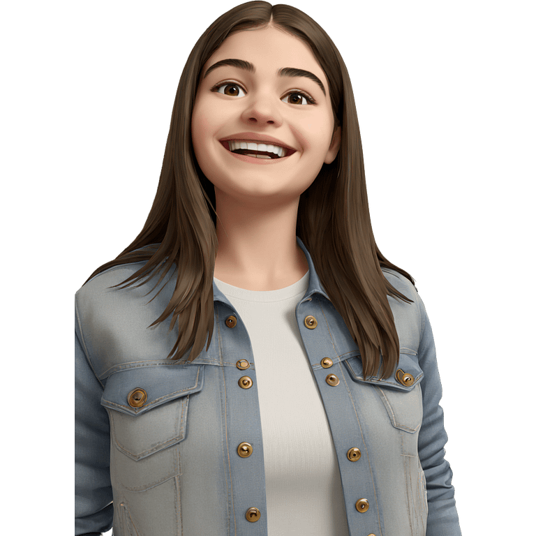 smiling girl in denim jacket emoji