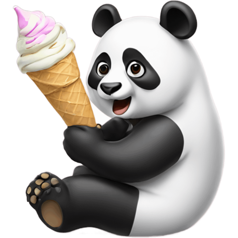 Panda eating ice cream emoji