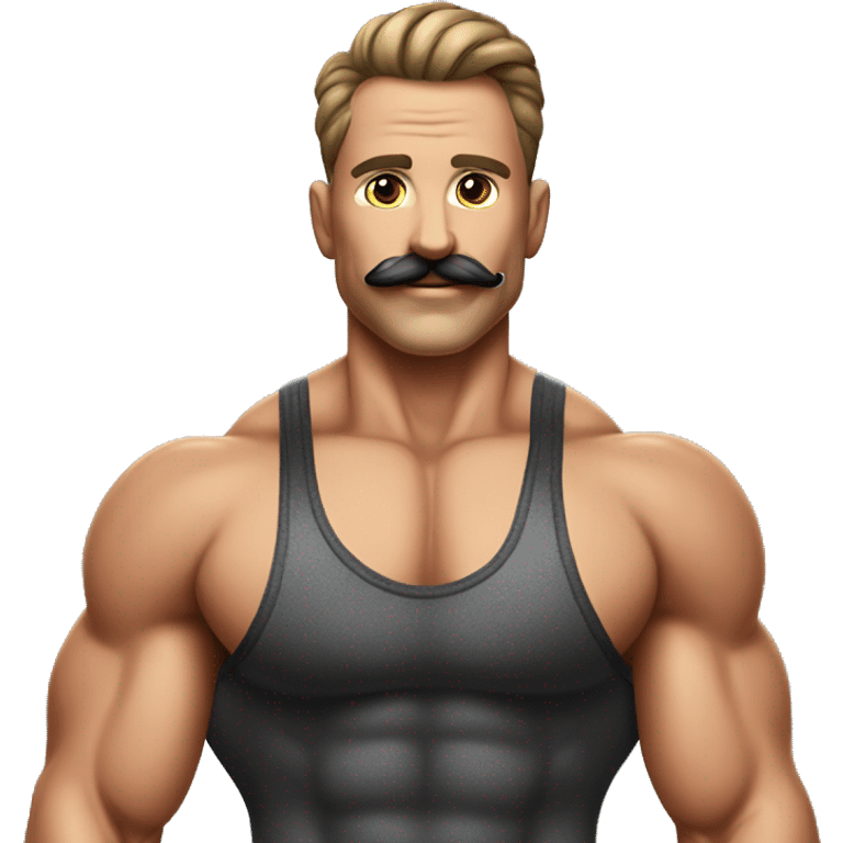 Muscular gay bodybuilder with mustache bikini realistic emoji