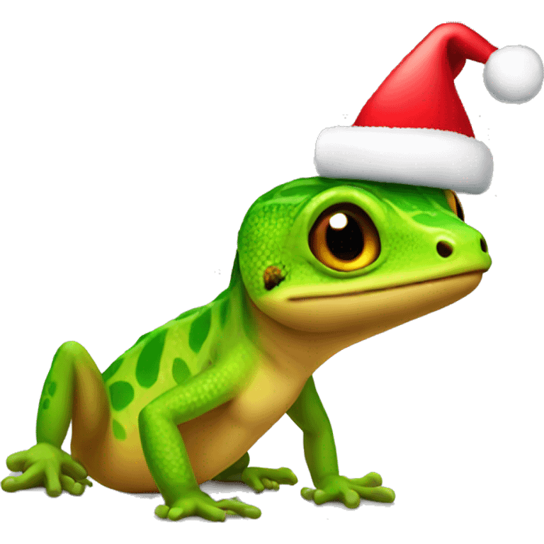 gecko with Christmas hat emoji