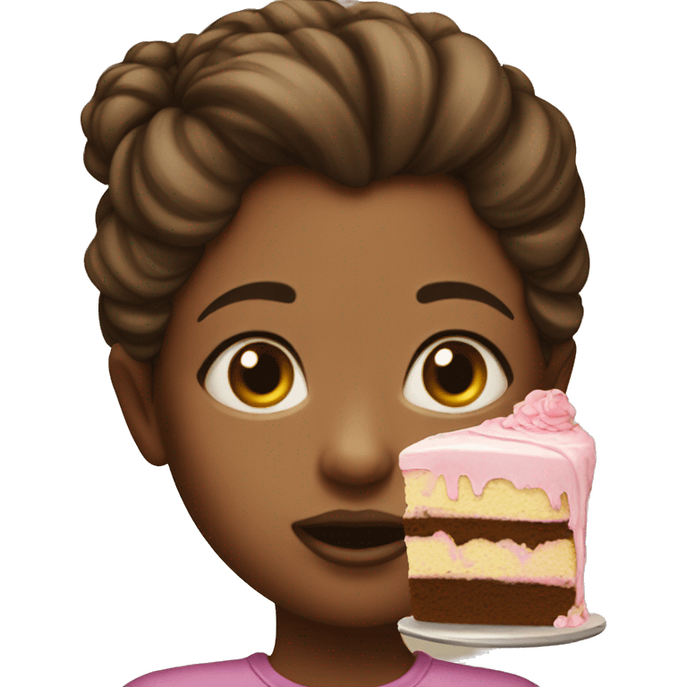 Girl with cake on her face emoji