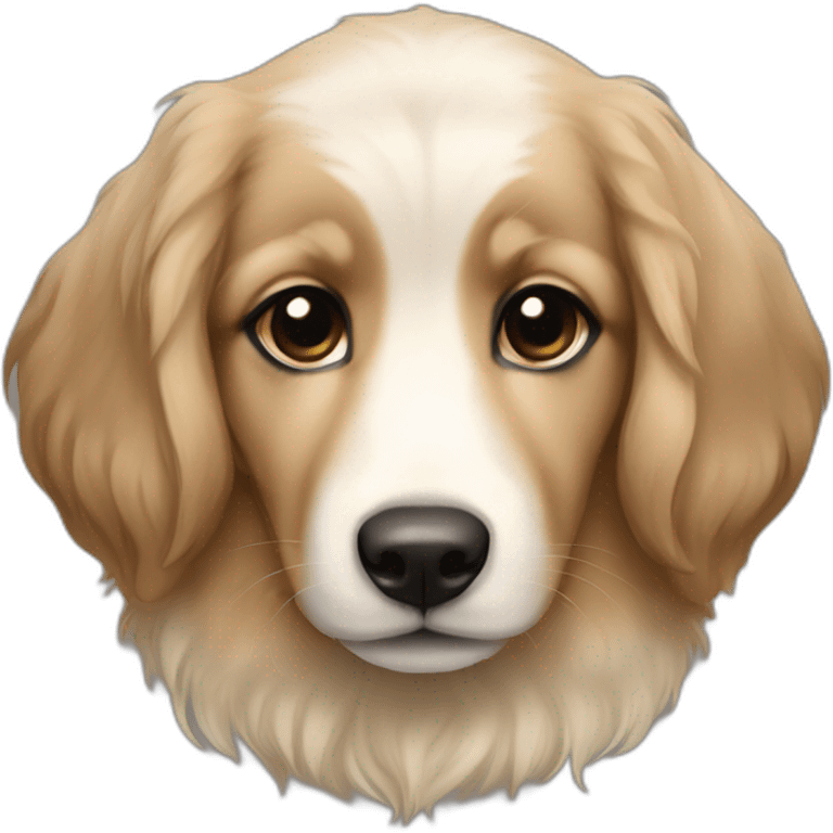 brie shepherd fawn puppy dark blonde and black face long hair emoji