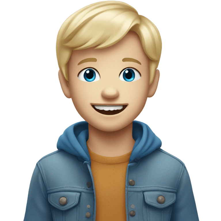 Adorable Blond boy with blue eyes and a gap between his two front teeth emoji