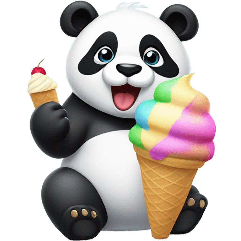 Panda eating ice cream emoji