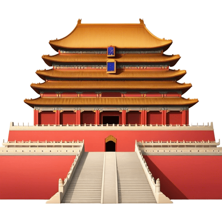 Cinematic Realistic Forbidden City Landmark Emoji, showcasing the imperial palace with iconic red walls and golden roofs rendered with rich textures and regal lighting. emoji