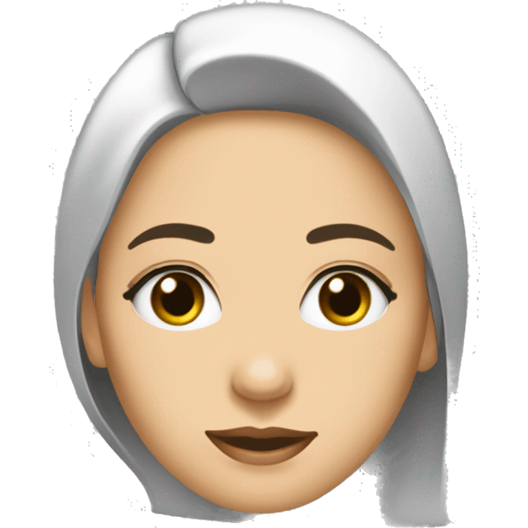 mujer medico de pelo suelto largo lacio color negro, ojos delineados negros emoji