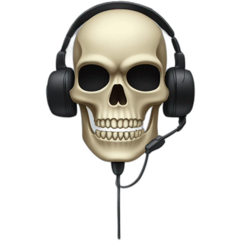 Military Skeleton mask with a long black mask underneath it and headset with a microphone emoji