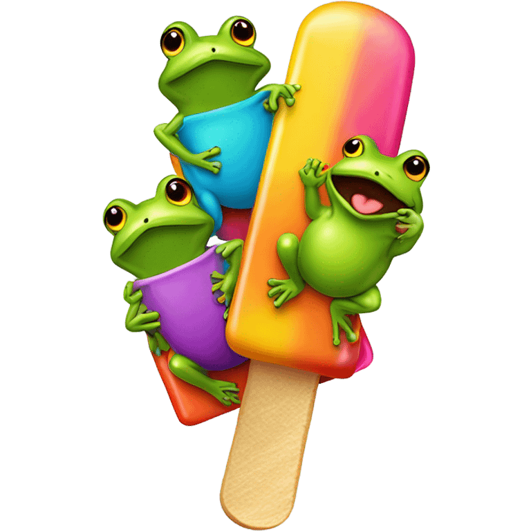 Guy licking a bunch of frogs while riding a popsicle emoji