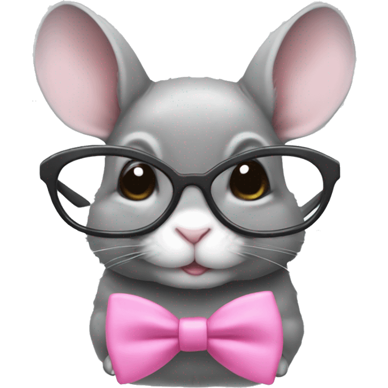 Chinchilla with pink bow and glasses emoji