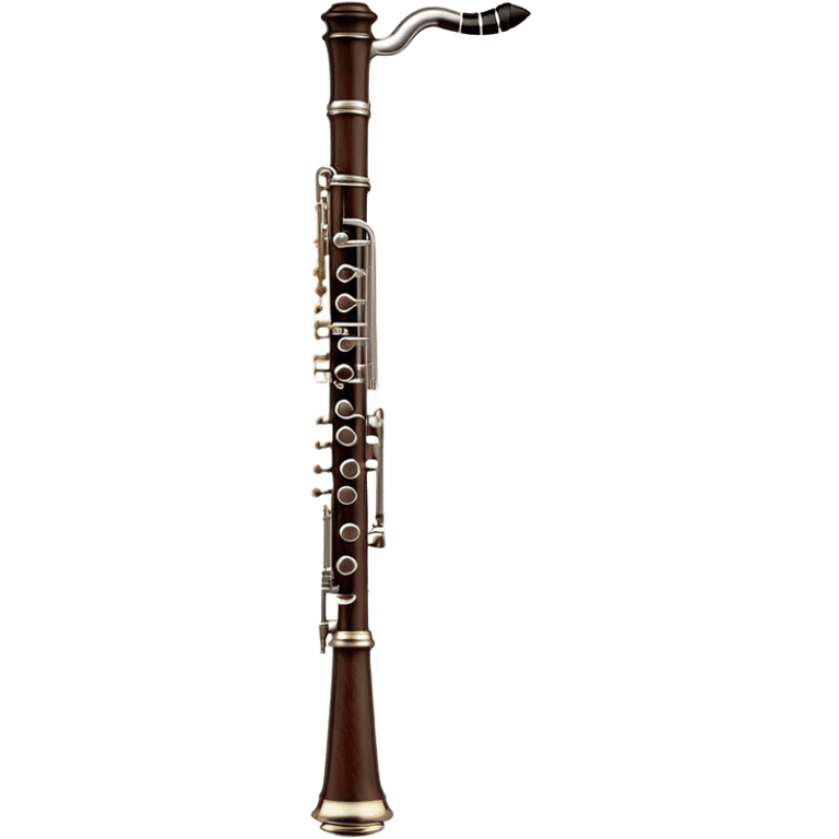 Cinematic Realistic Oboe, slender and elegant dark wood body, silver-plated keys catching soft highlights, delicate reed resting at the top, glowing with refined and classical beauty. emoji