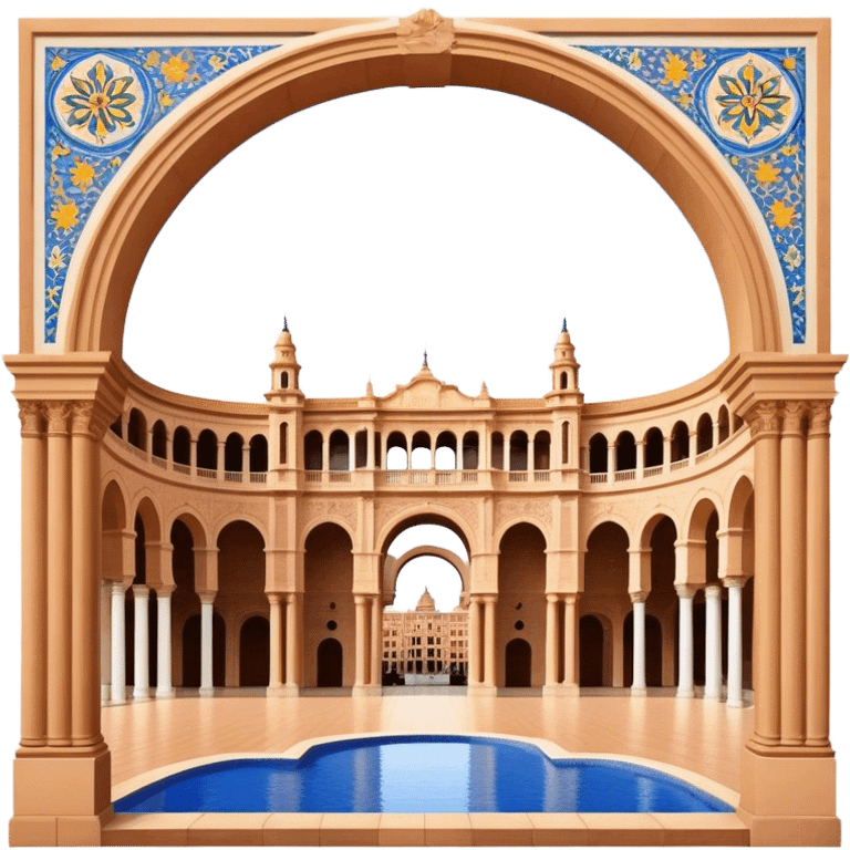 Plaza de España Landmark Emoji – Featuring its semicircular palace, grand arches, and decorative tilework. emoji