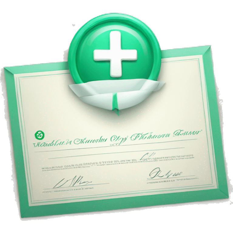 certificate with a pharmacy cross emoji