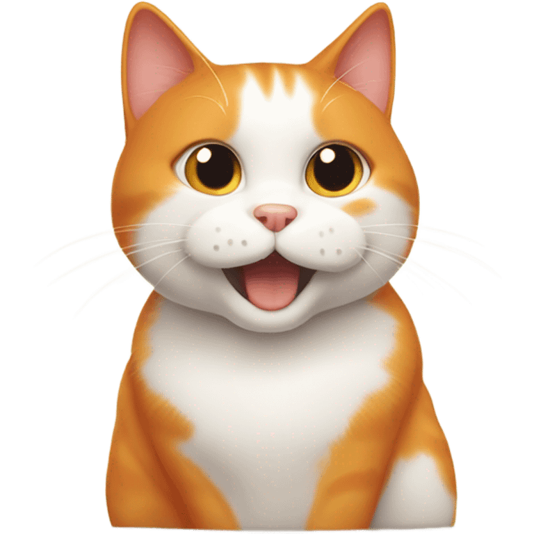 Orange and white cat begging to dad for snacks emoji