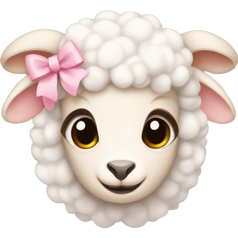 Lamb with light pink bows on ears emoji