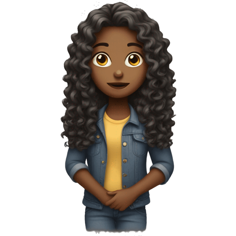 girl with long curly hair emoji