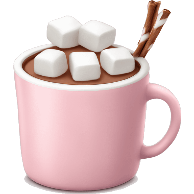 Light Pink mug of hot chocolate with marshmallows  emoji