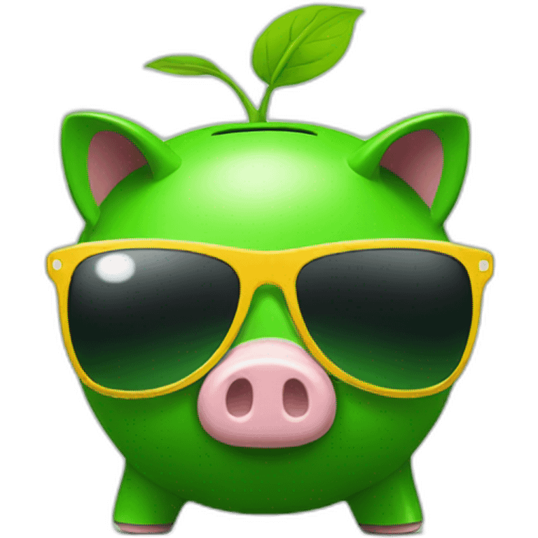 green piggybank with sunglasses emoji