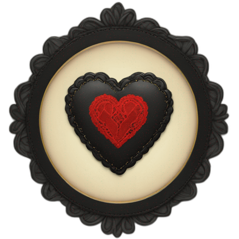 Black leather heart with red lace border emoji