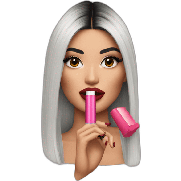 Kylie Jenner holding her lipstick emoji