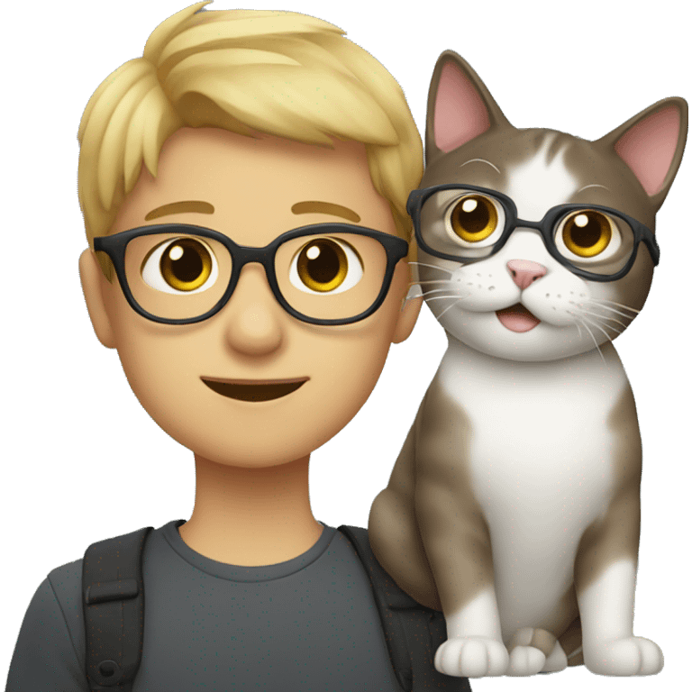 boy with glasses and cat emoji