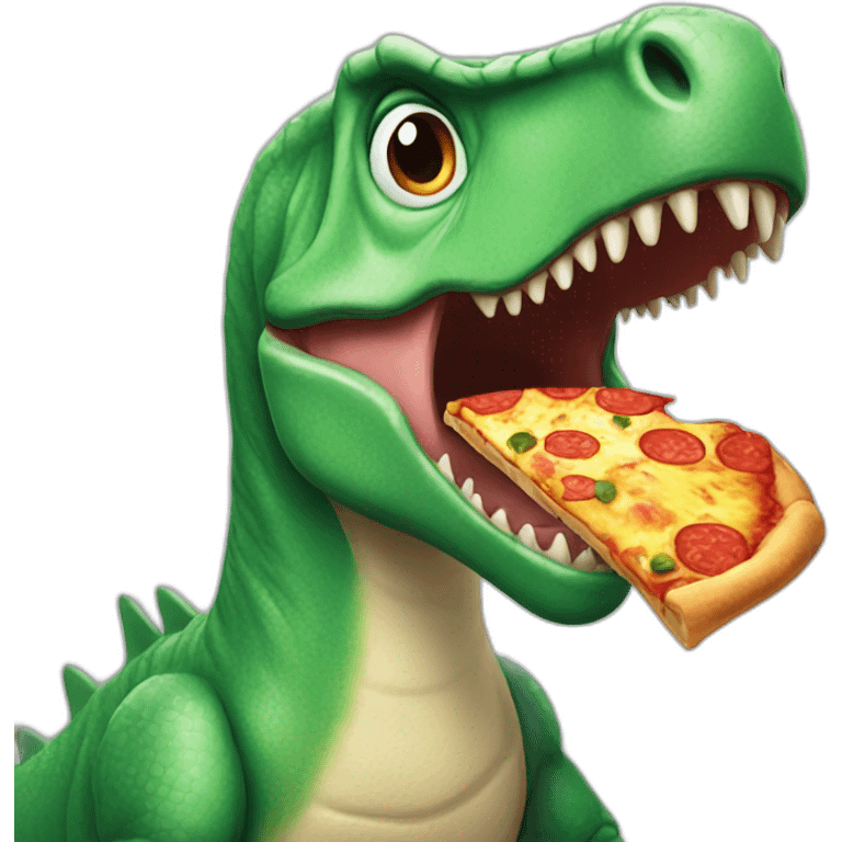 Dino eating pizza emoji