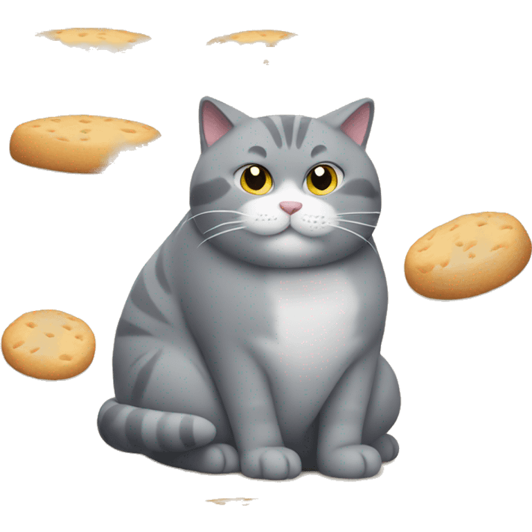 Gray Fat cat making biscuits emoji