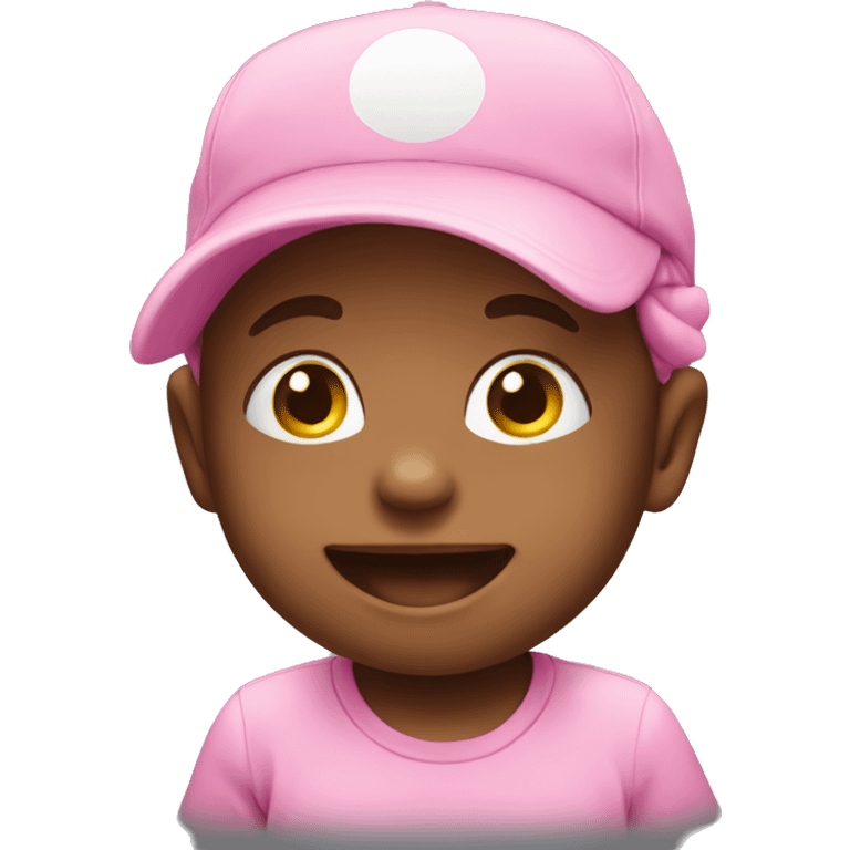 baby saying yay with pink hat emoji