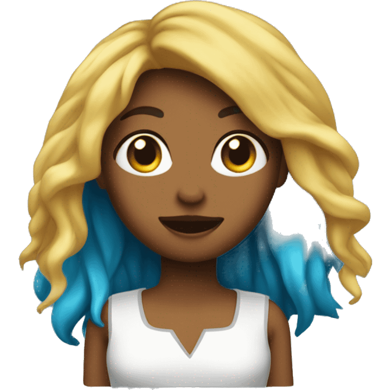 Chica con el pelo negro azulado largo durmiendo  emoji