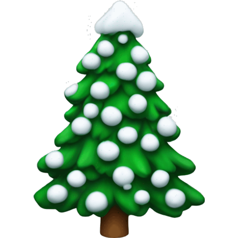 christmas tree with white snow emoji