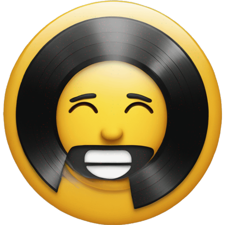 face emoji with a record vinyl emoji