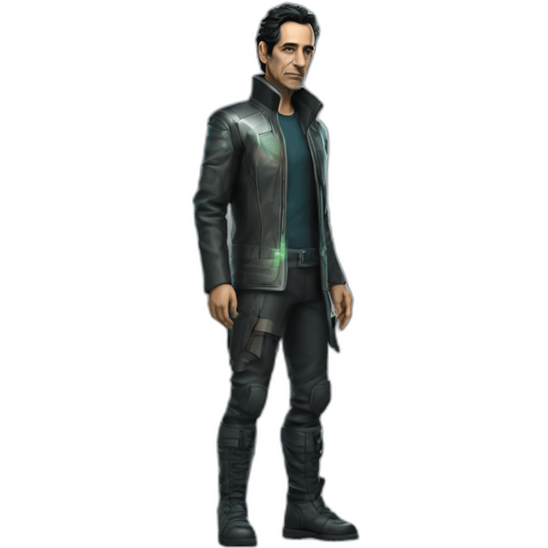 Ben Chaplin iridescent cyberpunk outfit full body emoji