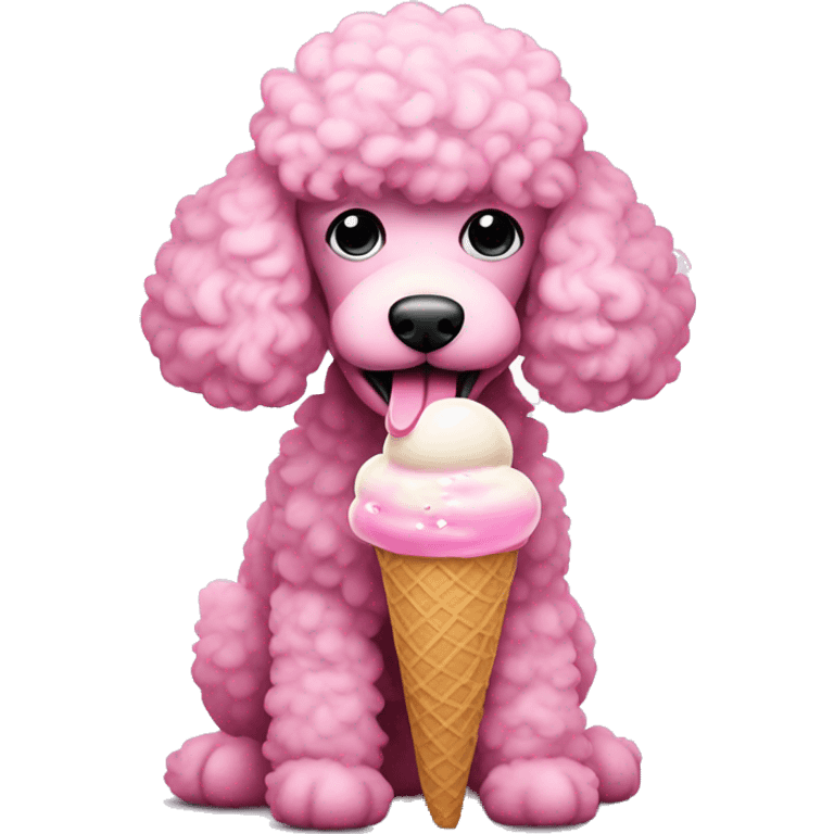 Pink poodle eating ice cream emoji