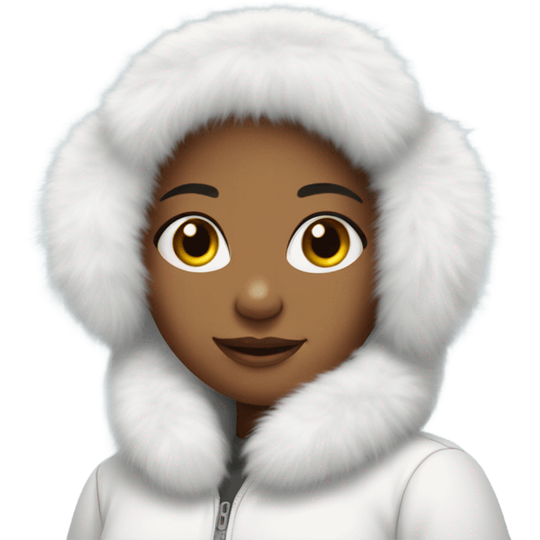 Girl in white big fluffy fur ear muffs emoji